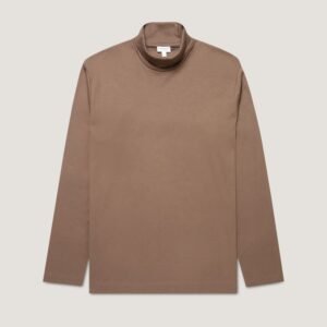 Men's Roll Neck Heavyweight T-shirt in Bark