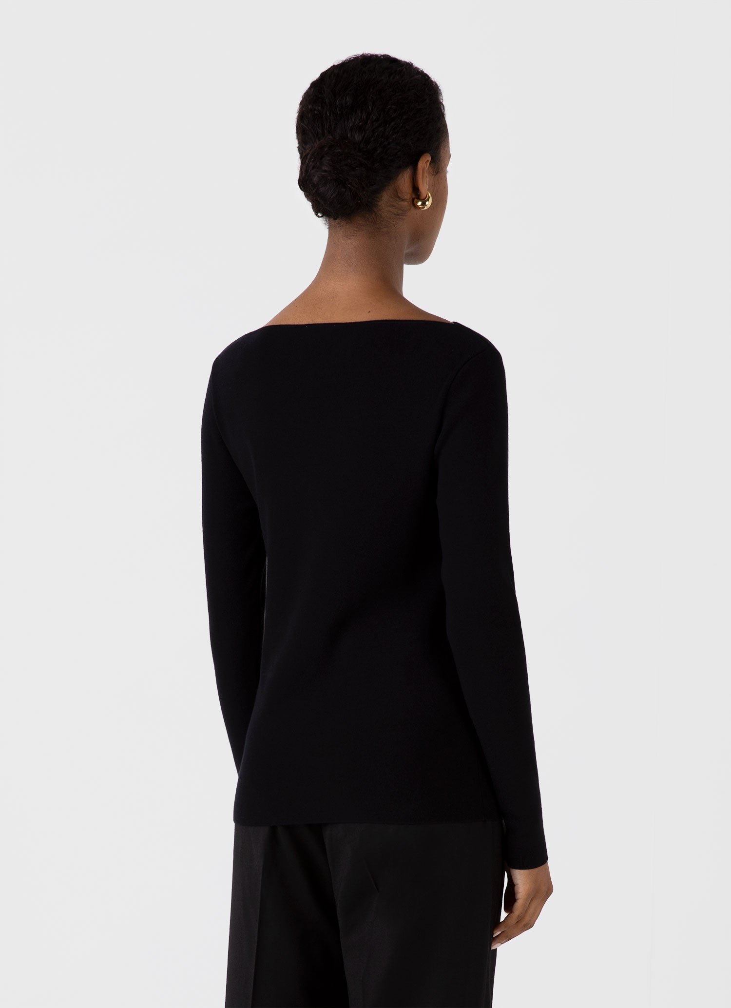 Women's Viscose Slash Neck Top in Black - Image 3