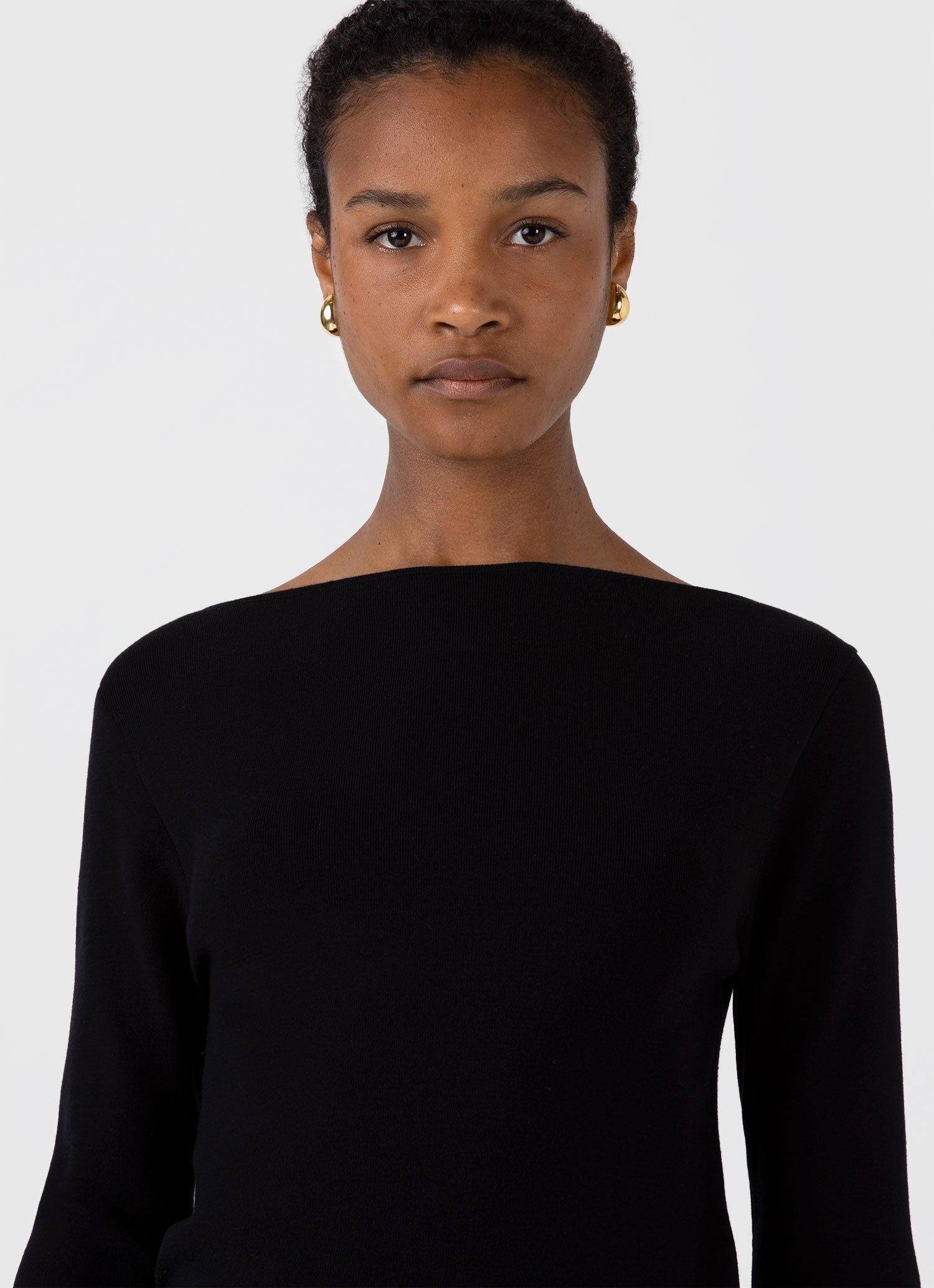 Women's Viscose Slash Neck Top in Black - Image 4