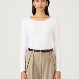 Women's Stretch Cotton Scoop Back Top in White