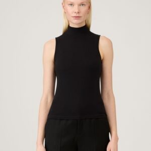 Women's Sleeveless High Neck Top in Black