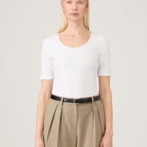 Women's Stretch Cotton Scoop Top in White