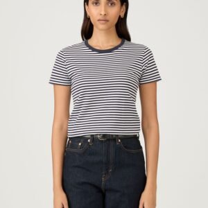 Women's Classic T-shirt in Navy/White English Stripe