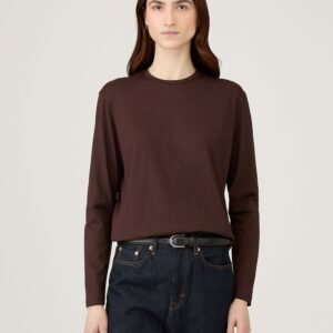 Women's Long Sleeve Boy Fit T-shirt in Truffle