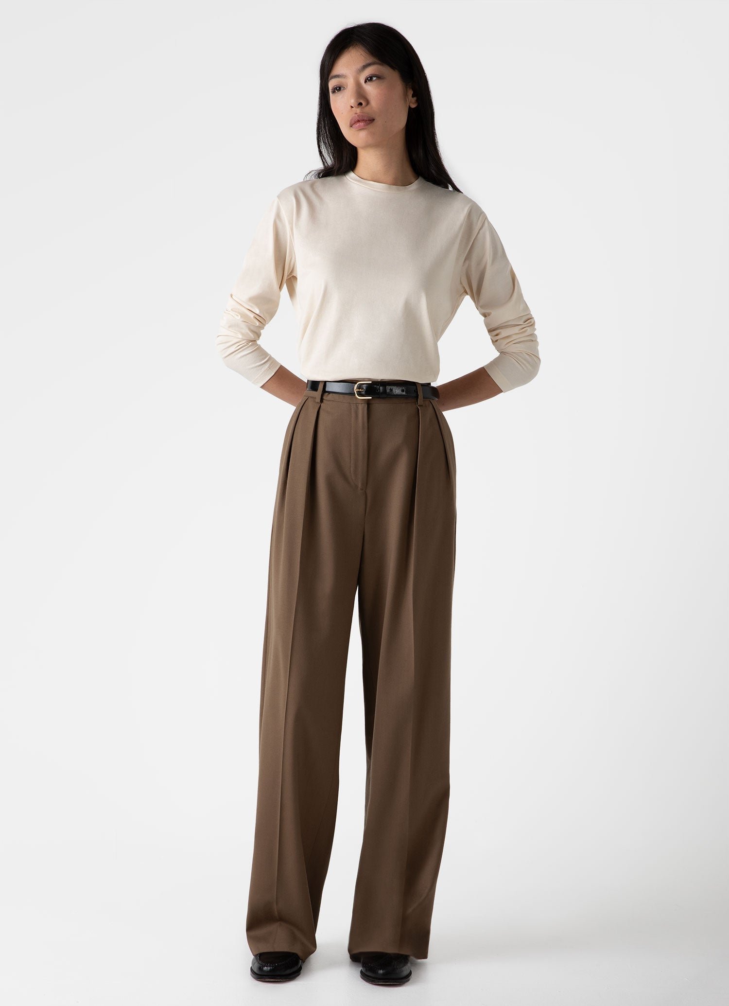 Women's Long Sleeve Boy Fit T-shirt in Undyed - Image 2