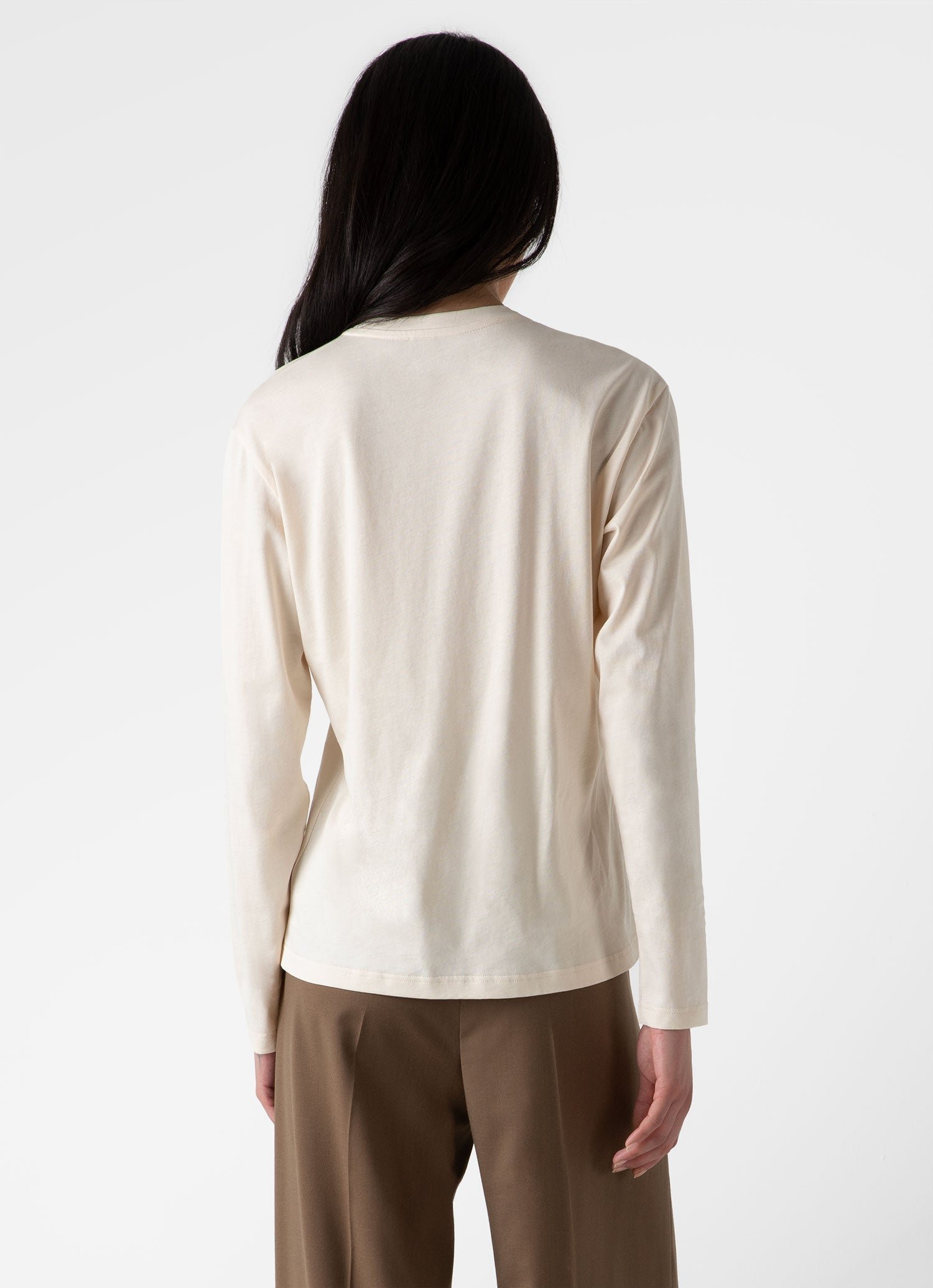 Women's Long Sleeve Boy Fit T-shirt in Undyed - Image 4