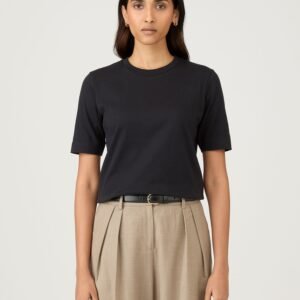 Women's Mid Sleeve T-shirt in Black