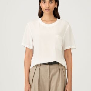 Women's Woven Silk T-shirt in Ecru