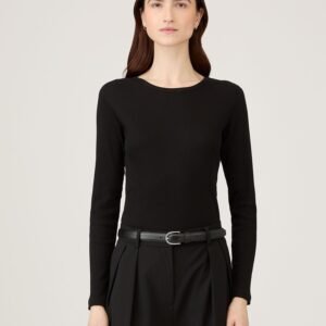 Women's Ribbed Long Sleeve T-shirt in Black