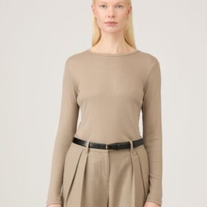 Women's Long Sleeve Ribbed T-shirt in Mink