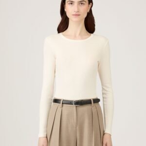 Women's Long Sleeve Ribbed T-shirt in Ecru