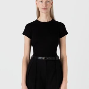 Women's Ribbed T-shirt in Black