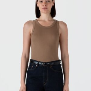 Women's Ribbed Tank Top in Almond