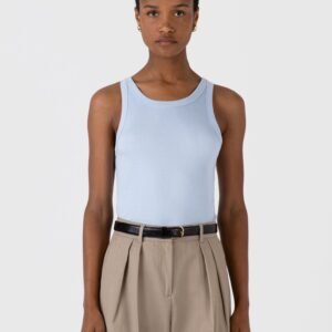 Women's Ribbed Tank Top in Blue Mist